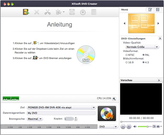 Xilisoft DVD Creator for Mac Anleitung