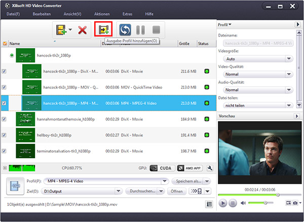 HD Videos/High Definition Videos umwandeln